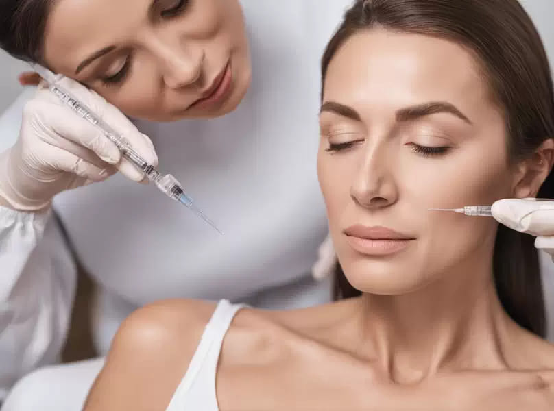 a lady at the medspa having the botox injections
